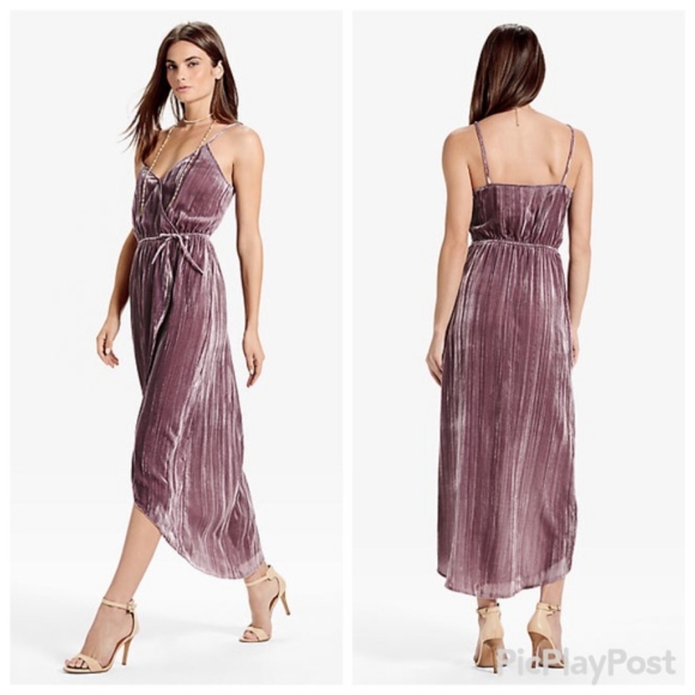 Lucky Brand purple velvet faux wrap dress